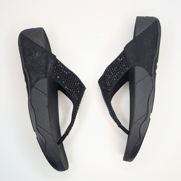 Fitflop LULU Crystal black toe post sandals black flip flops toe thong size 8 - Picture 2 of 7